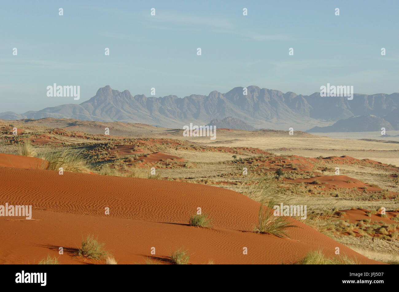 Africa, Namibia, NamibRand Riserva Naturale, vista del Wolwedans con il Namib Foto Stock