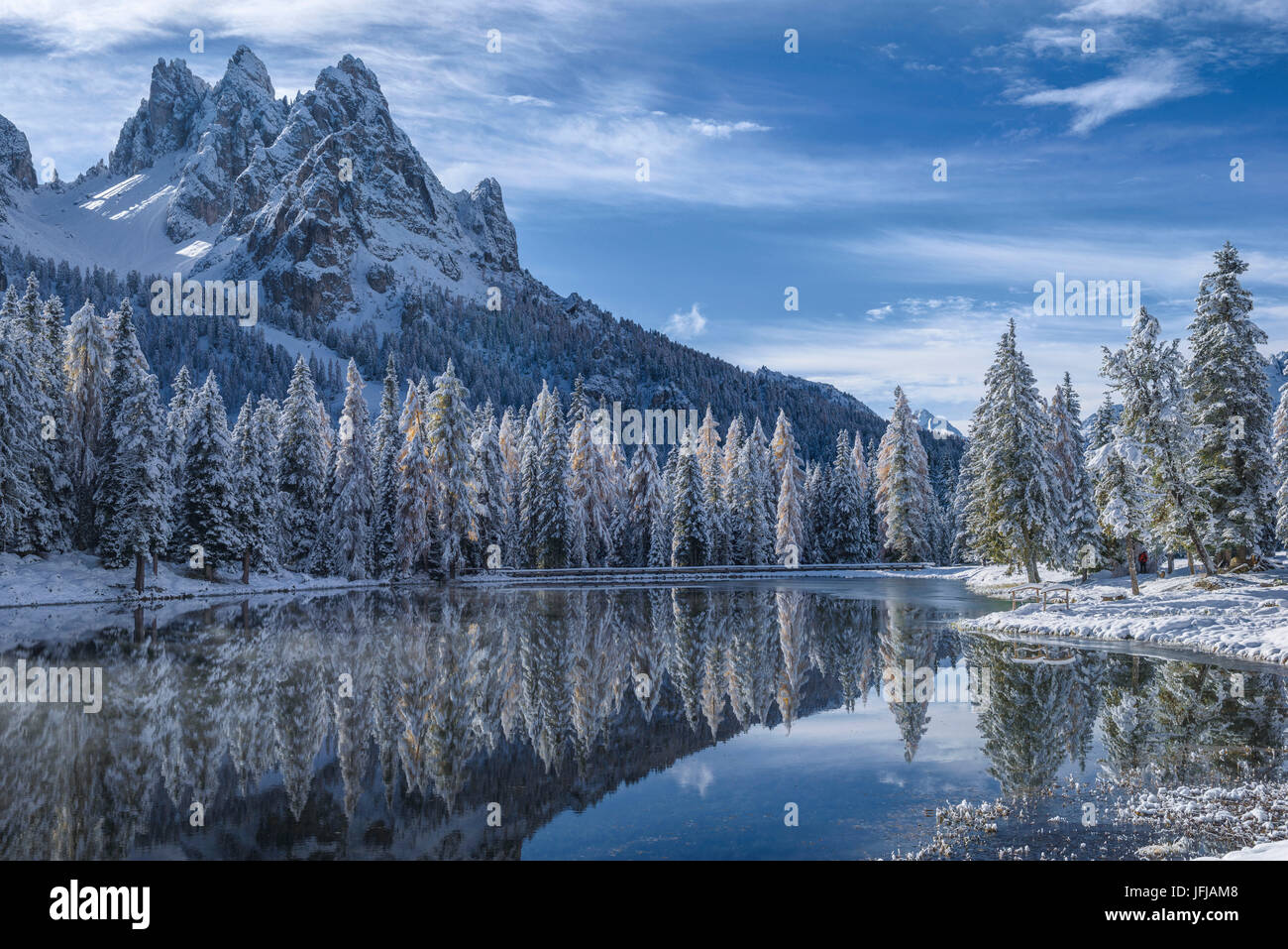 Lago di Misurina, i Cadini di Misurina, Auronzo di Cadore, Dolomiti, le Alpi, Veneto, Italia Foto Stock