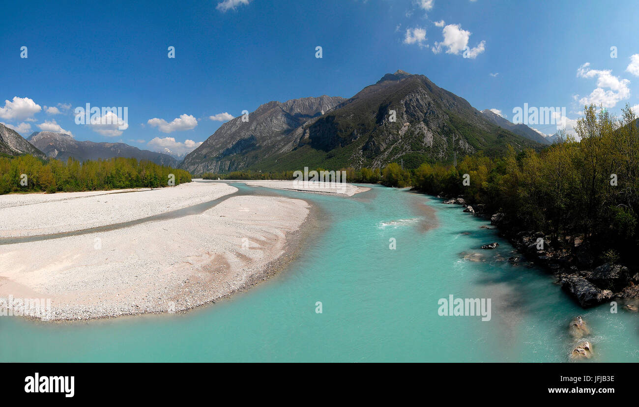 Tagliamento, Friuli Venezia Giulia, Italia, il Tagliamento è un fiume