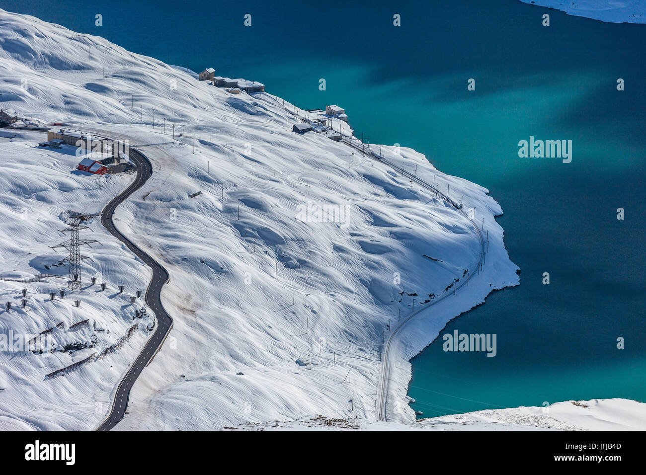 Lago bianco dal Passo Bernina, Svizzera Foto Stock
