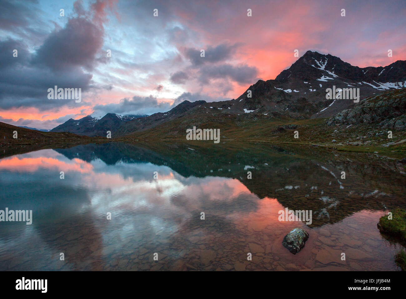 Passo Gavia, lago bianco, la Valtellina, Lombardia, Italia Foto Stock