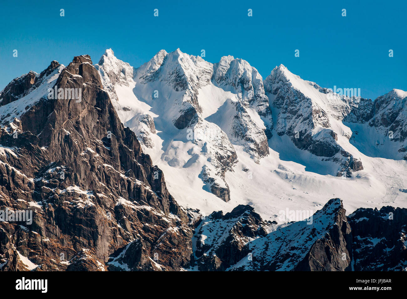 Picco di Cavalcorto, Ferro picchi, Val Masino, Lombardia, Italia Foto Stock