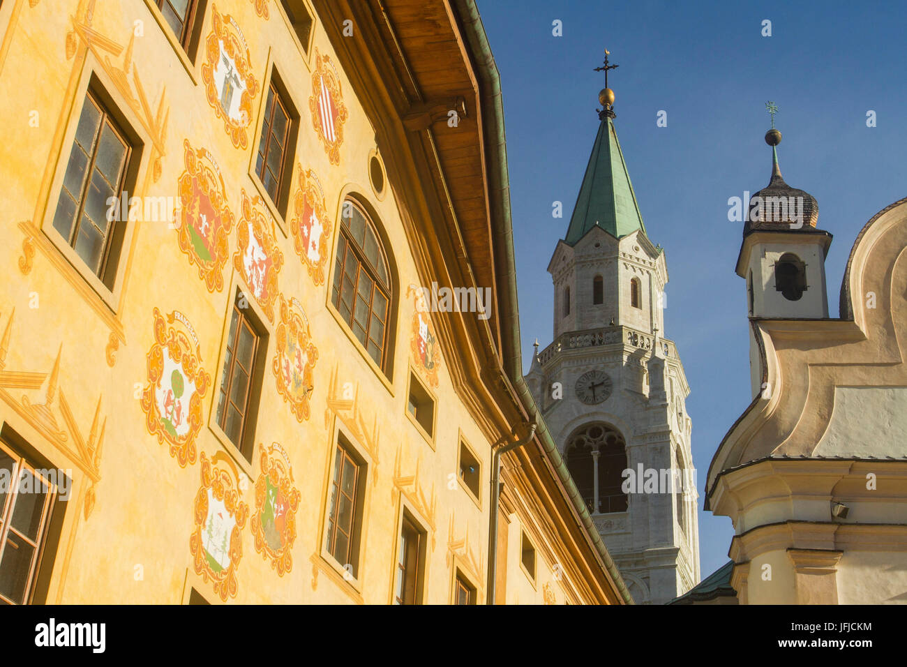 L'Europa, Italia, Veneto, Belluno, centro storico di Cortina d'Ampezzo Dolomiti Foto Stock