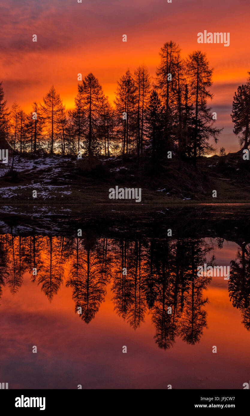 Croda da Lago, a Cortina d'Ampezzo, Belluno, Veneto, Italia, lago Federa Foto Stock