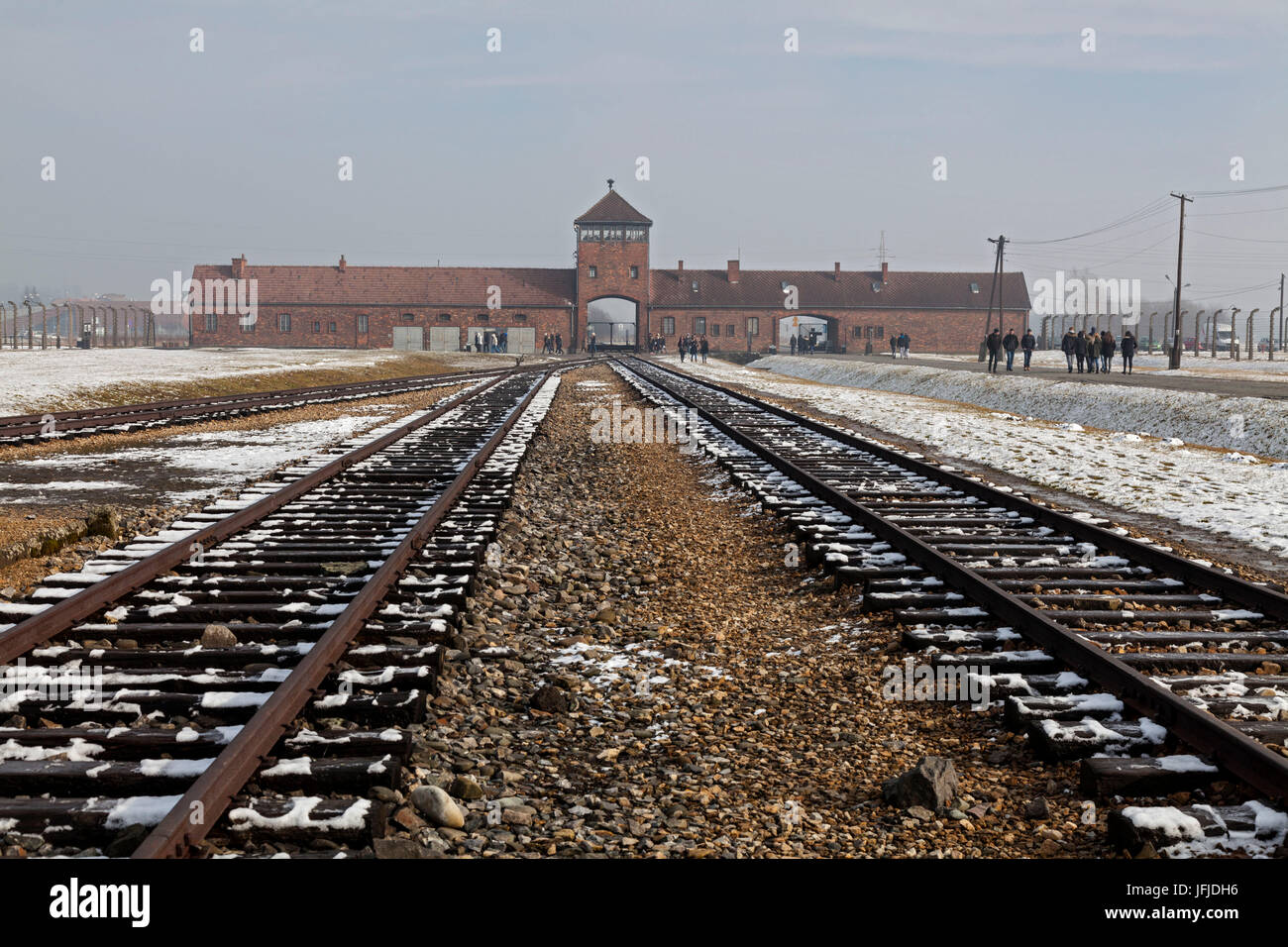 Birkenau, Polonia, piattaforme a Birkenau campo di concentramento Foto Stock