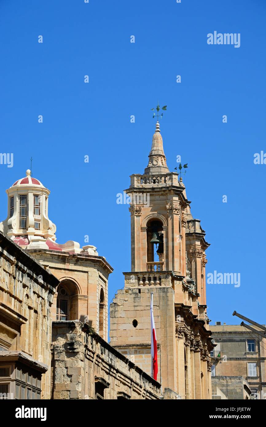 Sant'Agostino Chiesa lungo Old Bakery Street, Valletta, Malta, l'Europa. Foto Stock