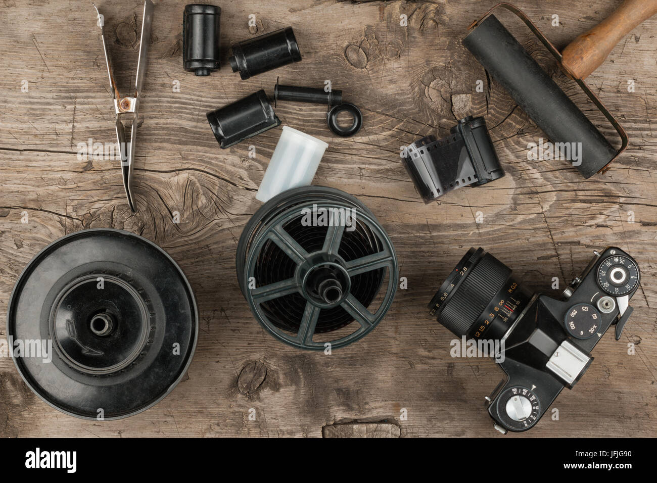 Sfondo nostalgico, vecchia foto accessori, con spazio per il testo Foto Stock