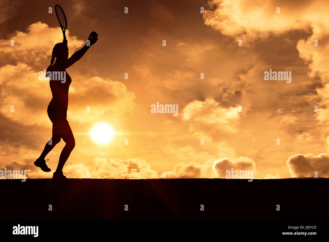 Immagine composita di atleta femminile giocando a tennis Foto Stock