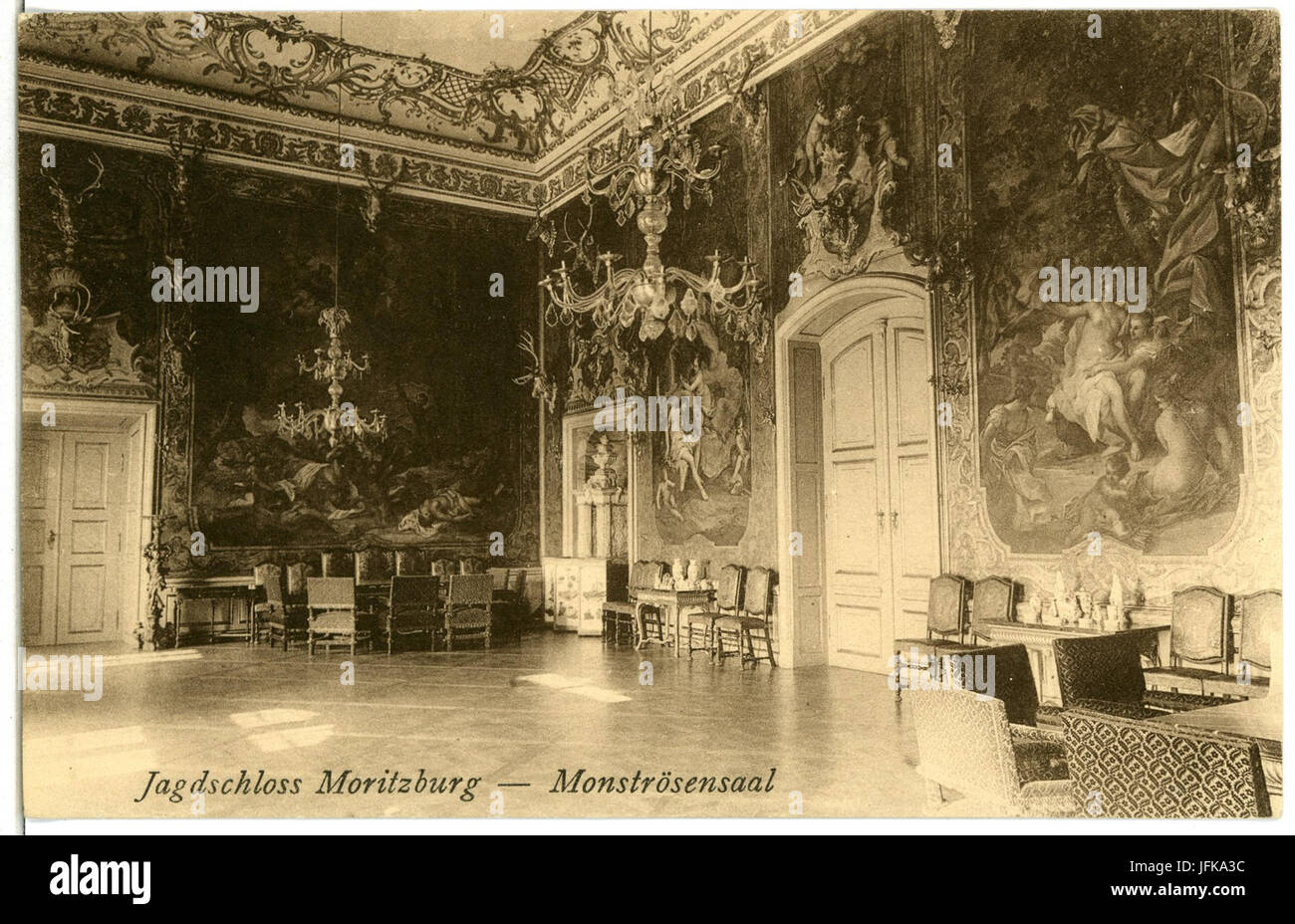 02673-Moritzburg-1902-Jagdschloß Monströsensaal-Brück & Sohn Kunstverlag Foto Stock