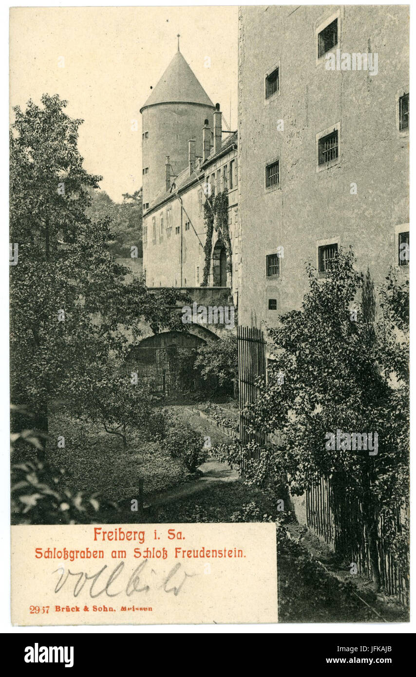 02967-Freiberg-1903-Schloßgraben, Schloß Freudenstein-Brück & Sohn Kunstverlag Foto Stock