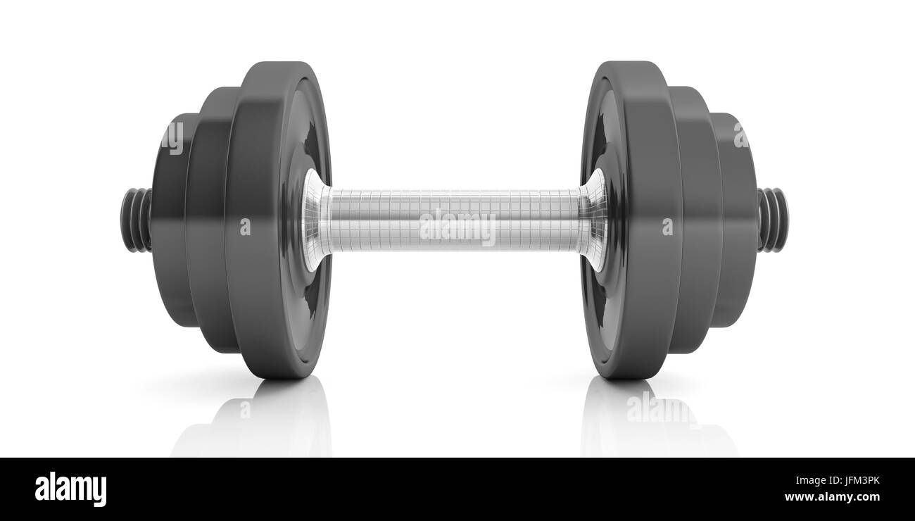 Pesi a manubrio isolati su sfondo bianco. 3d illustrazione Foto Stock
