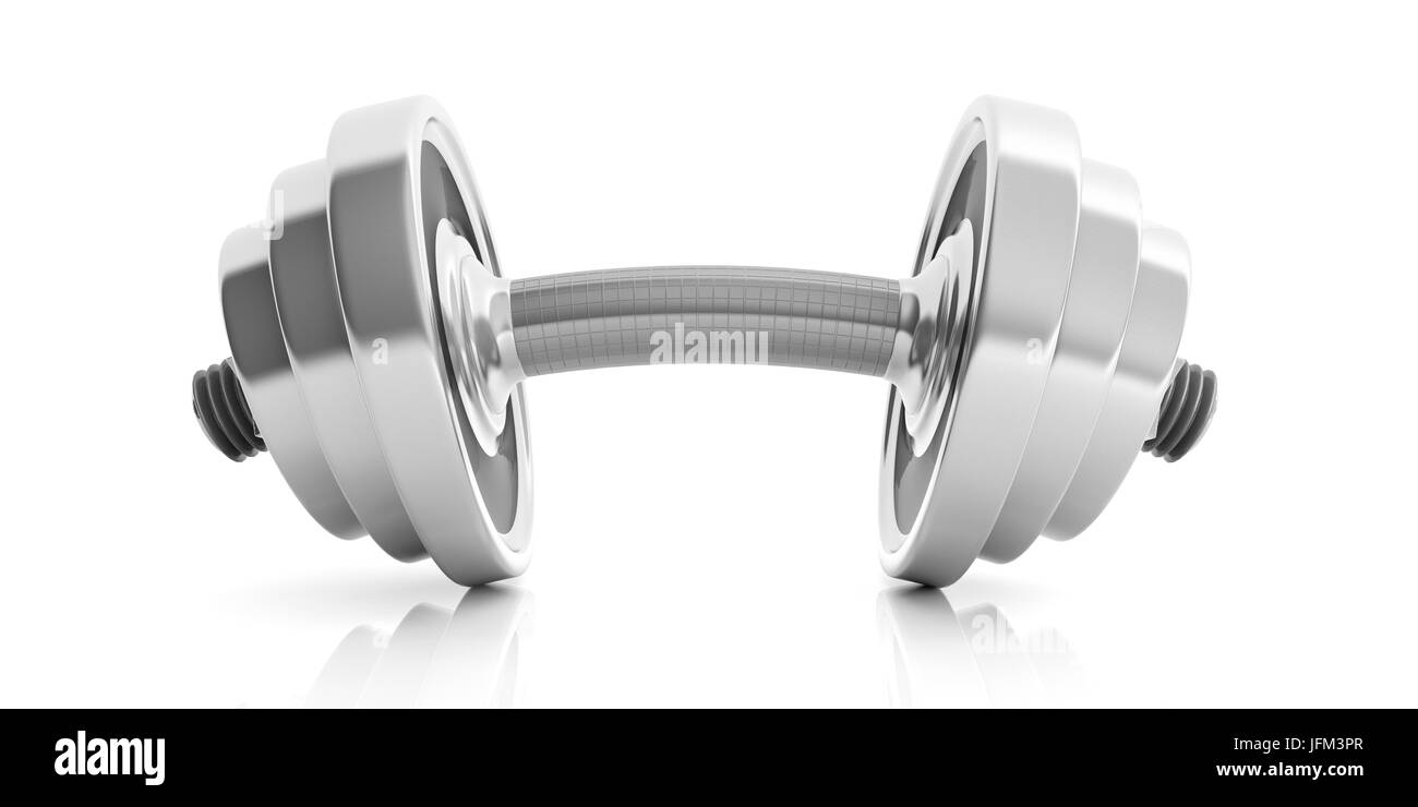 Piegate i pesi a manubrio isolati su sfondo bianco. 3d illustrazione Foto Stock