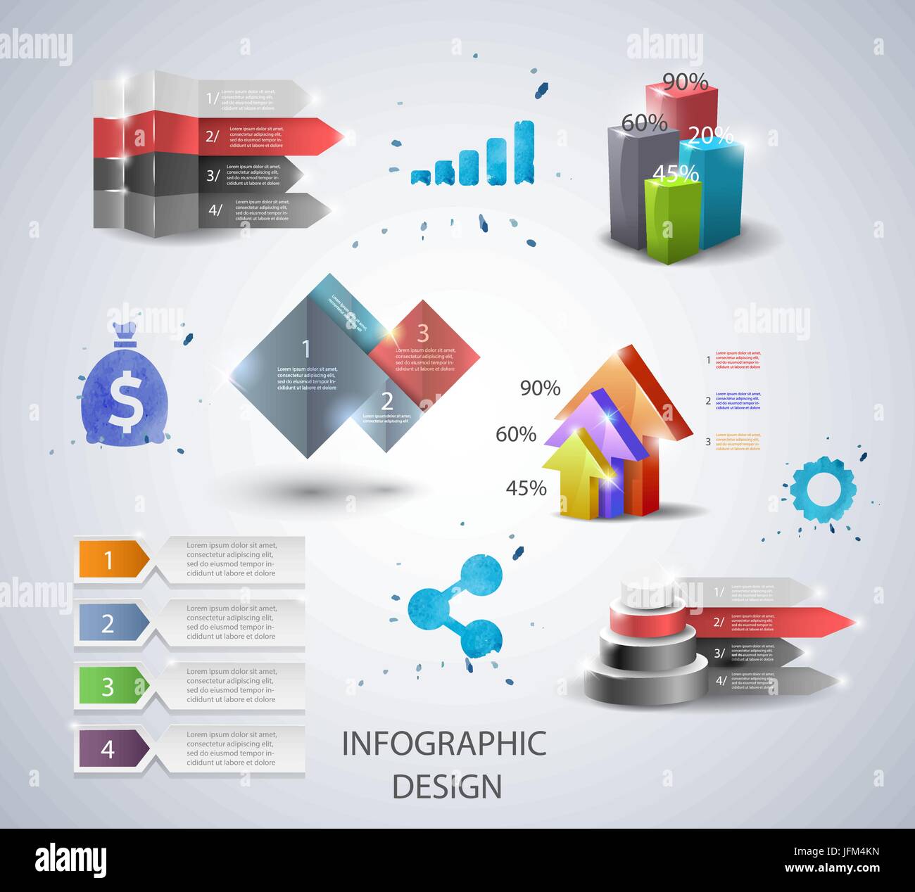 Set di vettore di elementi di design per una infografica o presentazione Illustrazione Vettoriale