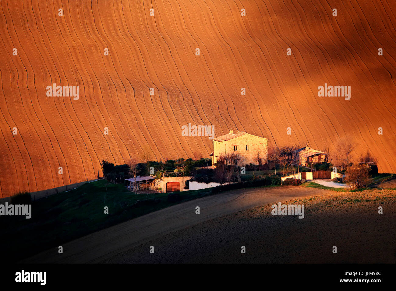 Marche di campagna vicino al distretto di Macerata, Marche, Italia Foto Stock