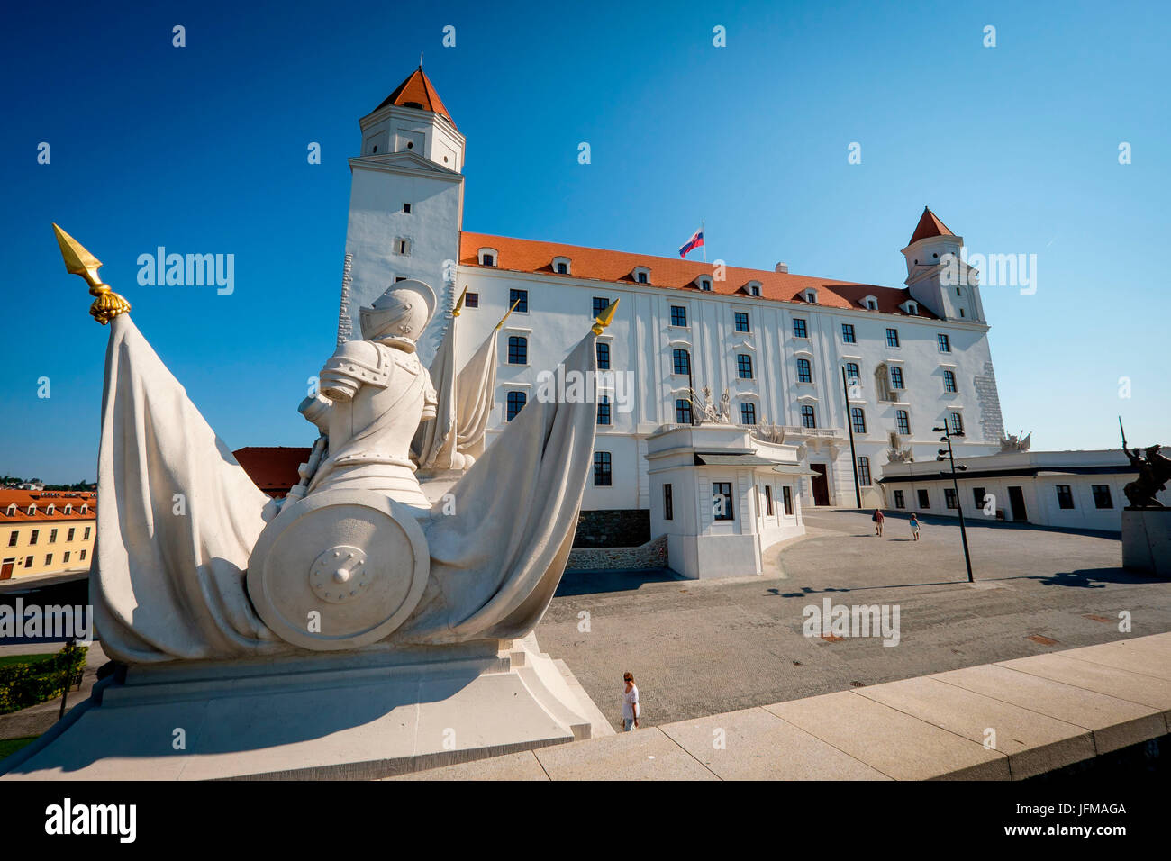 Bratislava, Slovacchia, centro Europa, un insolito panorama di Bratislava castel, Foto Stock