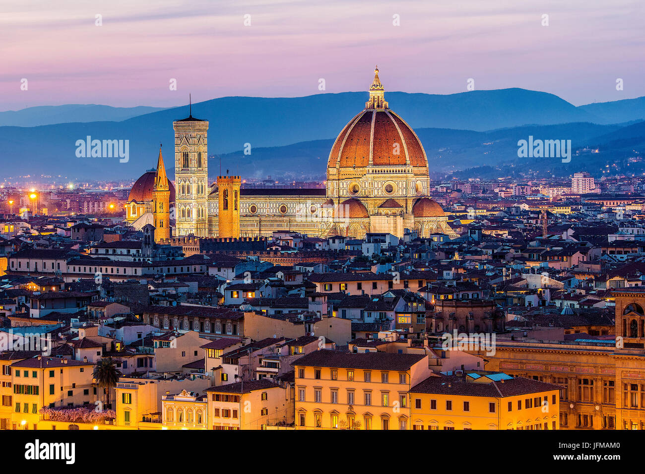 Firenze, Toscana, Italia, la città e la Cattedrale e la cupola del