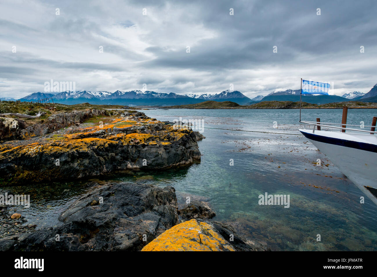 Argentina, Patagonia e Tierra del Fuego National Park, Ushuaia, Canale del Beagle, ponti isole Foto Stock