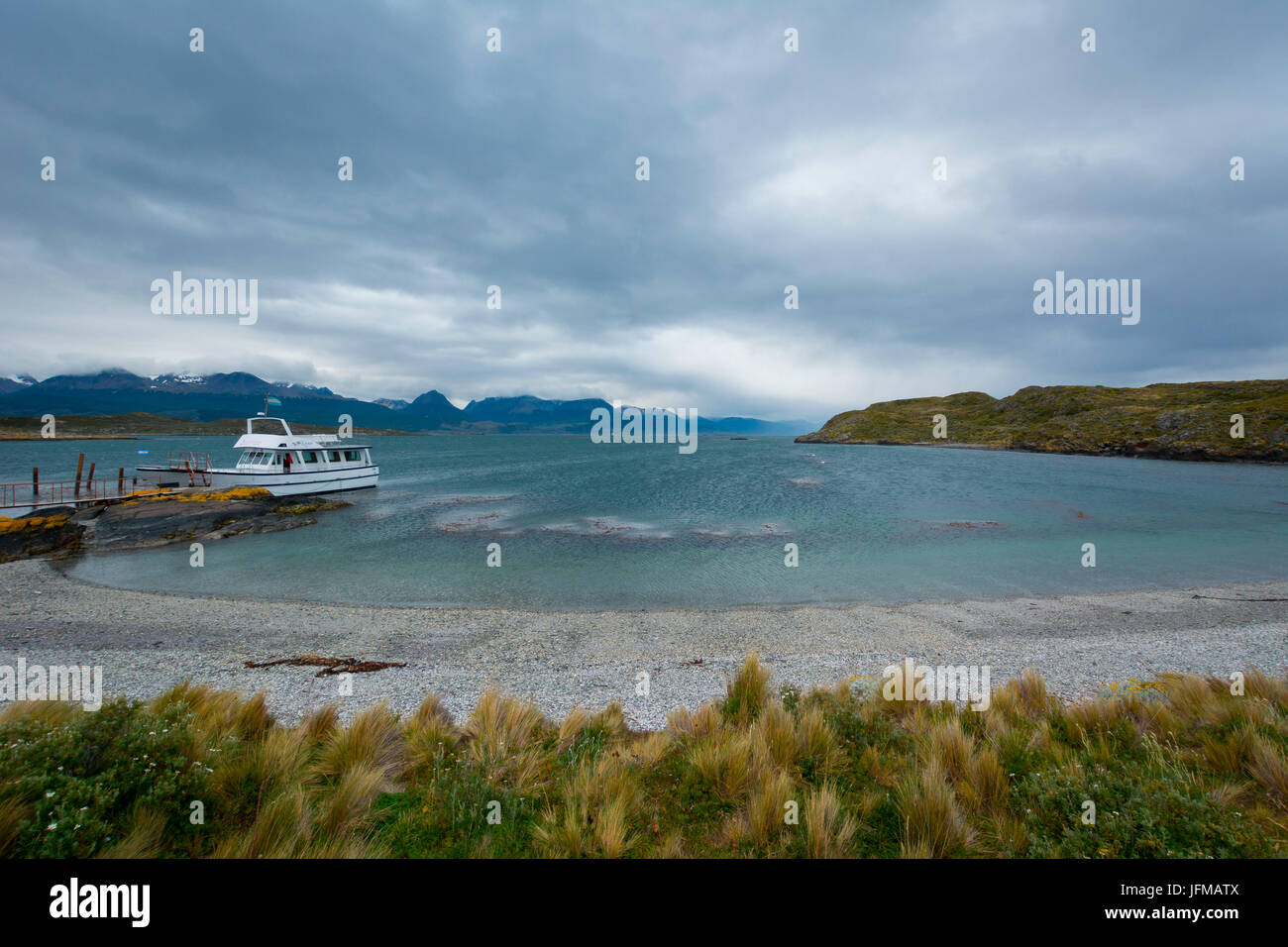 Argentina, Patagonia e Tierra del Fuego National Park, Ushuaia, Canale del Beagle, ponti isole Foto Stock