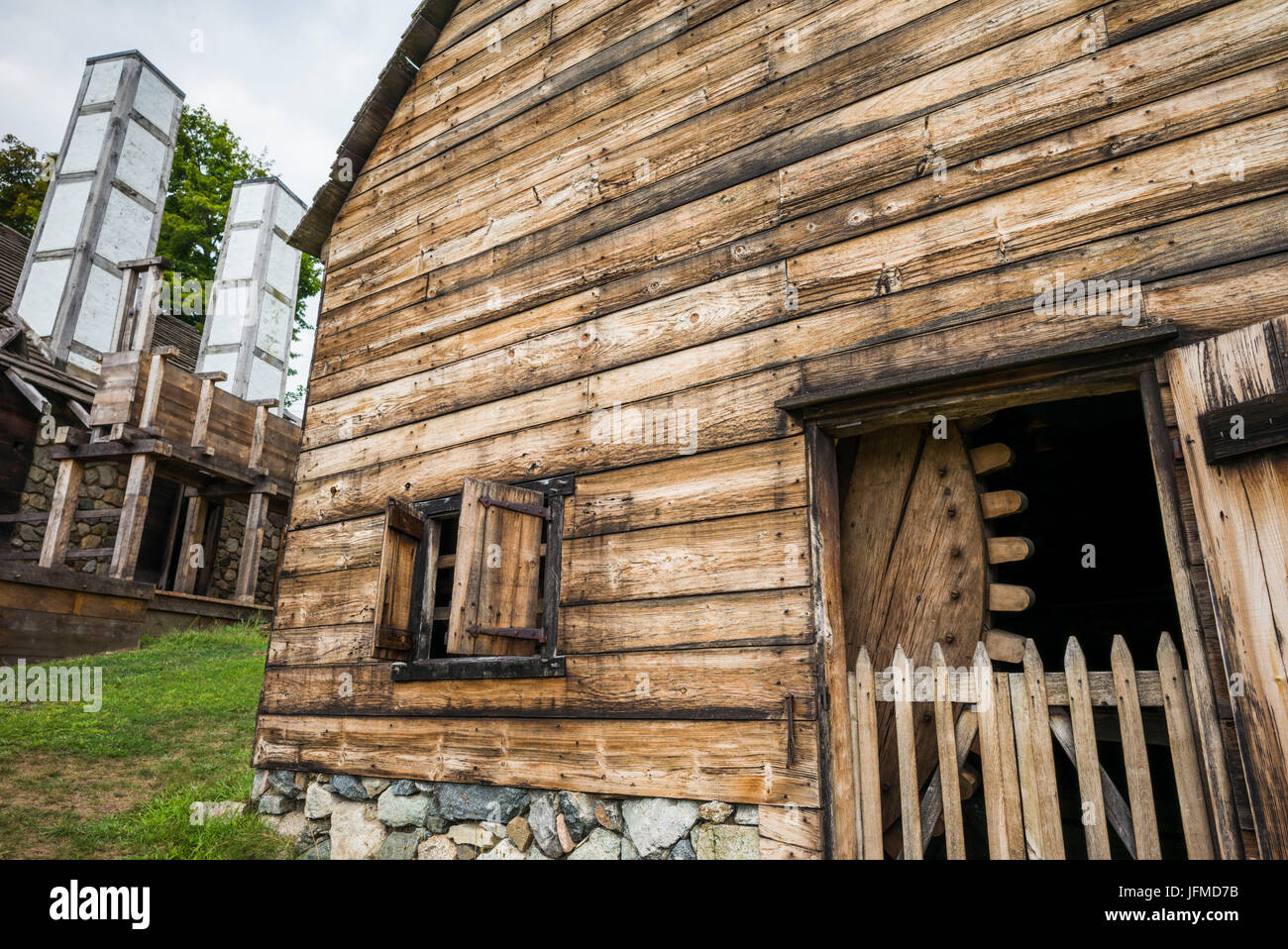 Stati Uniti d'America, Massachusetts, Saugus Saugus Iron Works National Historic Park, storico prima fucina di ferro negli Stati Uniti, forge dettagli Foto Stock