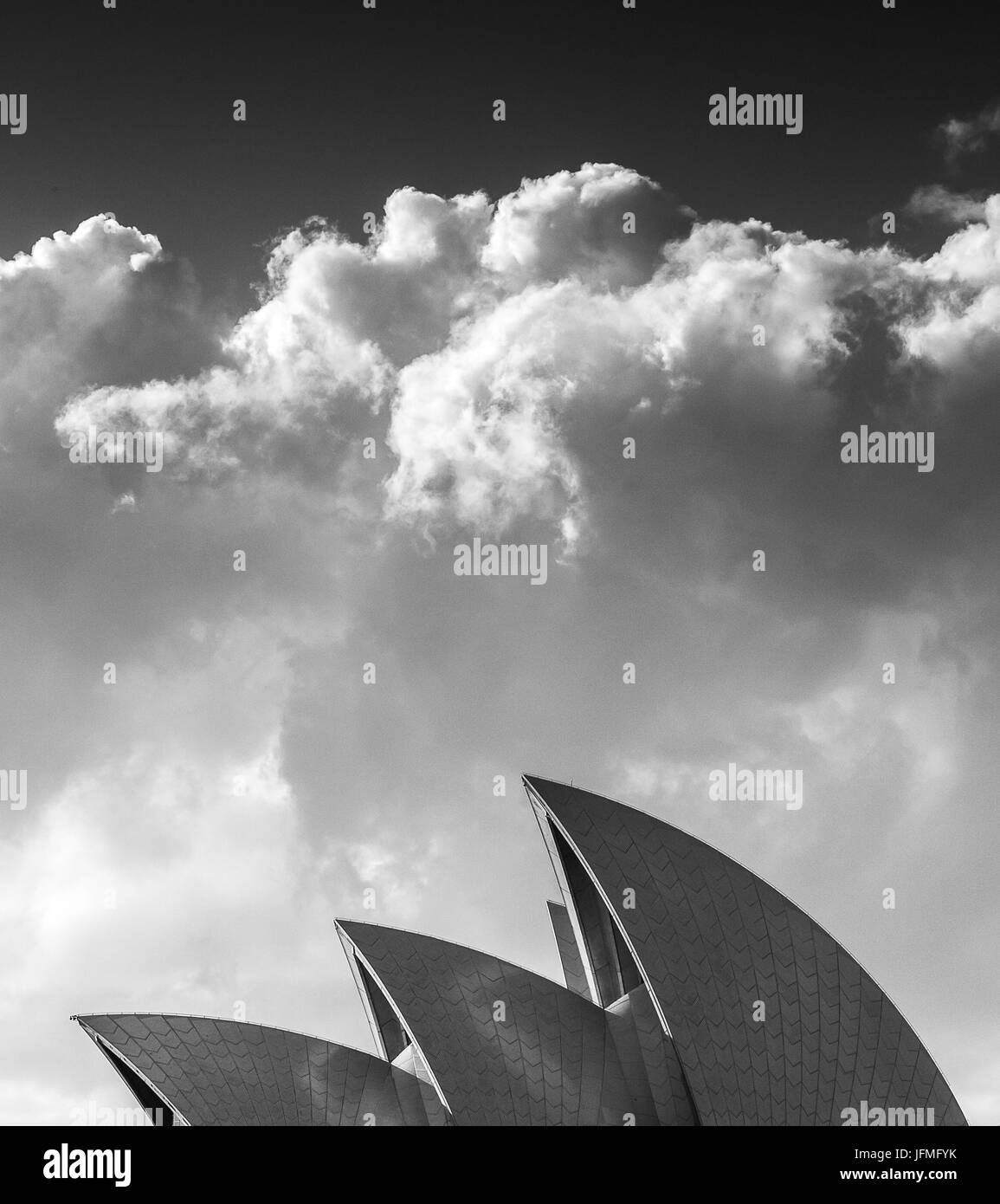 La Sydney Opera House e Vele B&W Foto Stock