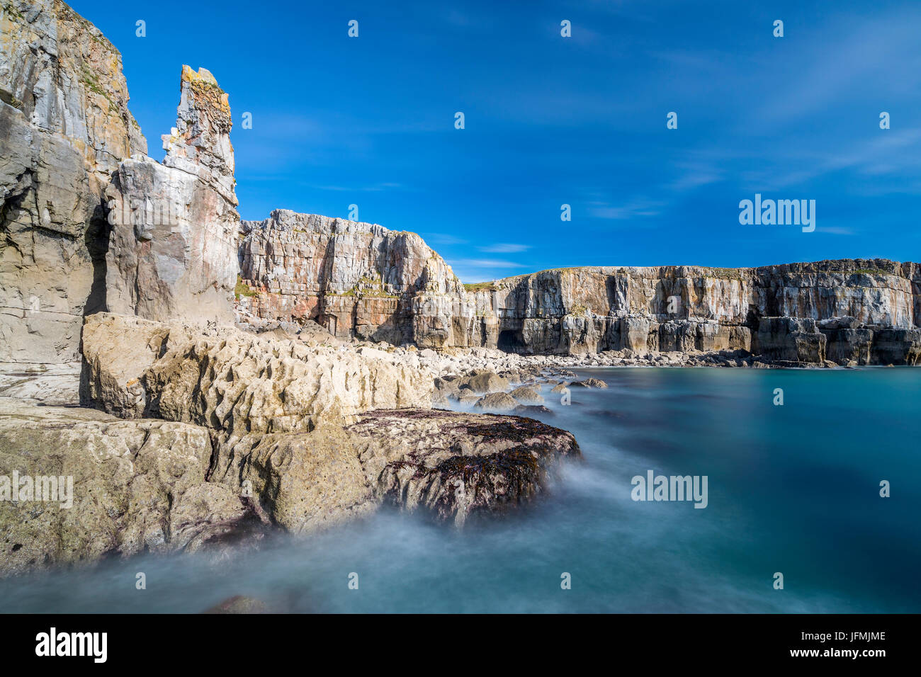 St Govan la testa, Il Pembrokeshire Coast National Park, Bosherston, Wales, Regno Unito Foto Stock