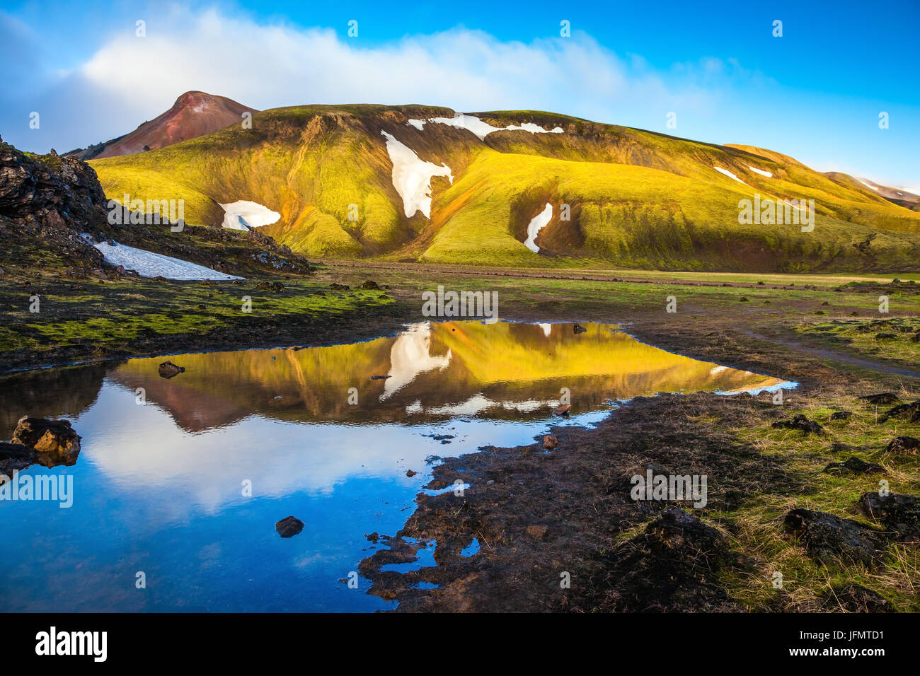 I ghiacciai e acqua parco nazionale Landmannalaugar Foto Stock