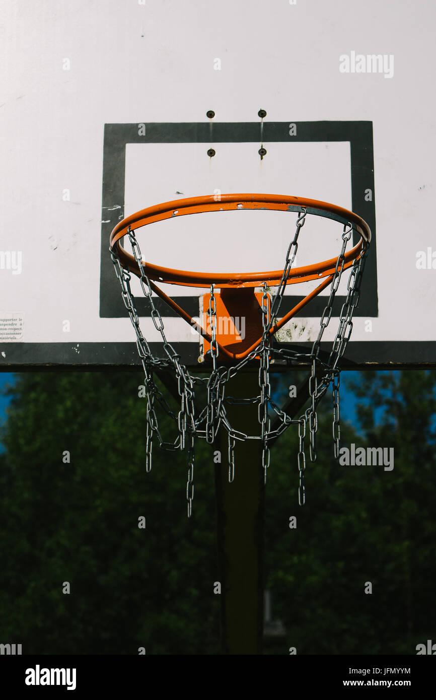 Primo piano di una retrò anello basket Foto Stock