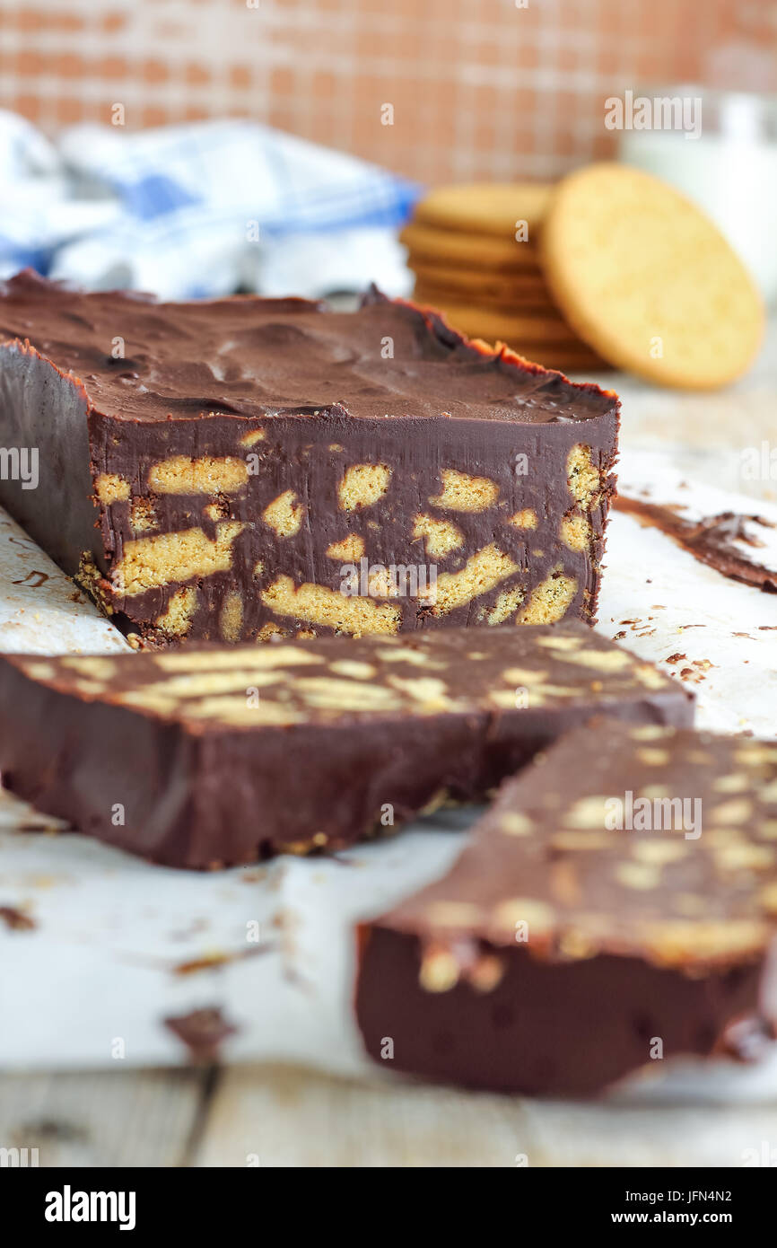 Ricca di cioccolato torta biscotto Foto Stock
