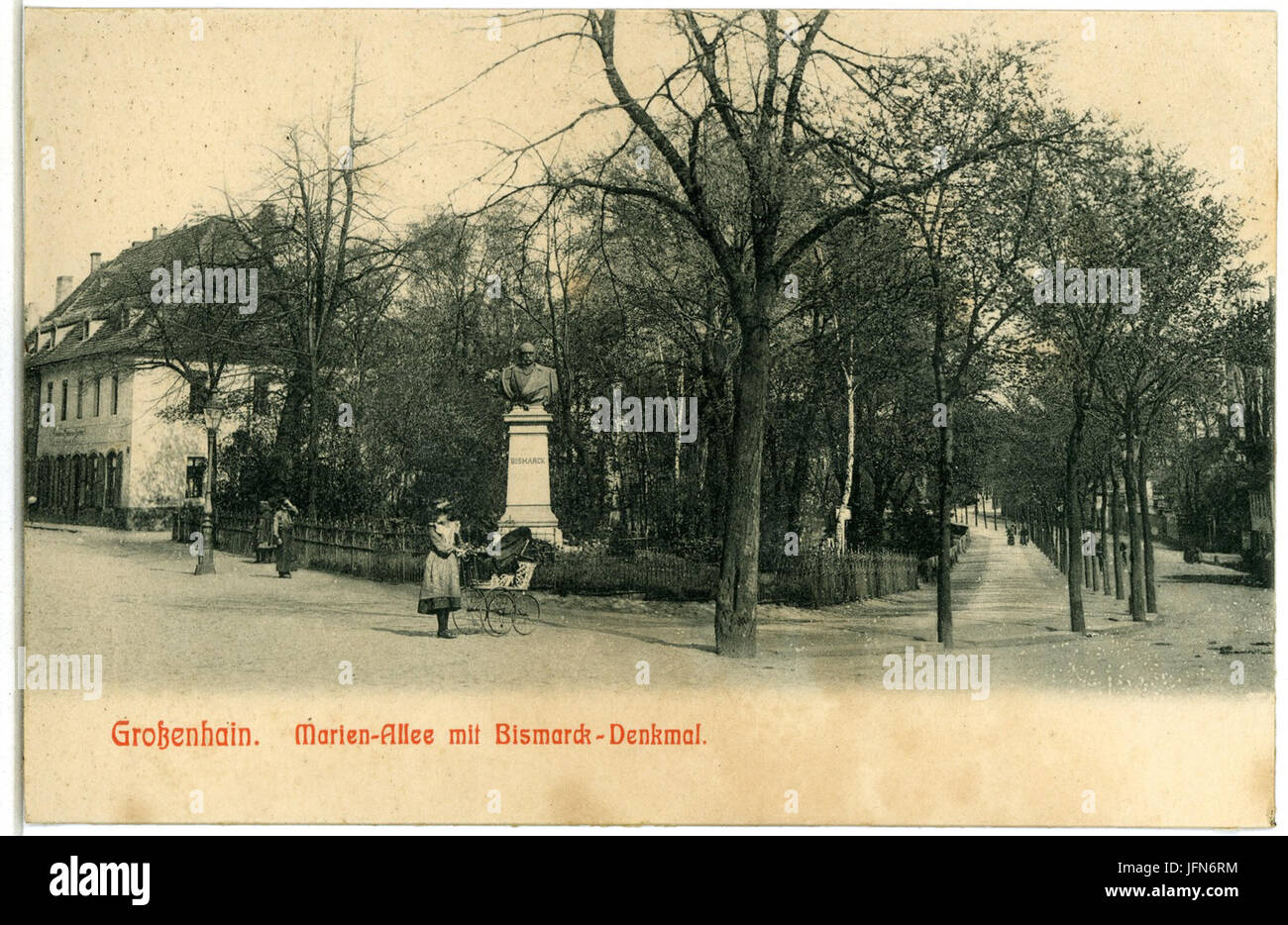 03464-Großenhain-1903-Marienallee mit Bismarckdenkmal-Brück & Sohn Kunstverlag Foto Stock