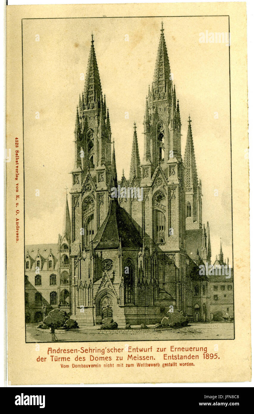 04323-Meißen-1903-Andresen-Sehringscher Entwurf der Domtürme (1895)-Brück & Sohn Kunstverlag Foto Stock