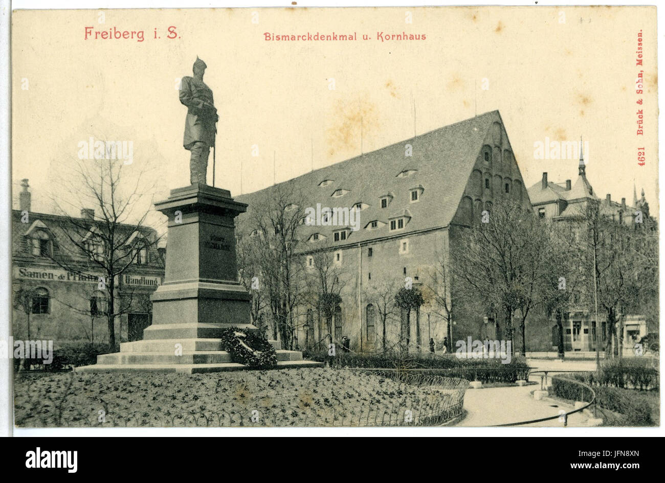 04621-Freiberg-1903-Bismarckdenkmal und Kornhaus-Brück & Sohn Kunstverlag Foto Stock