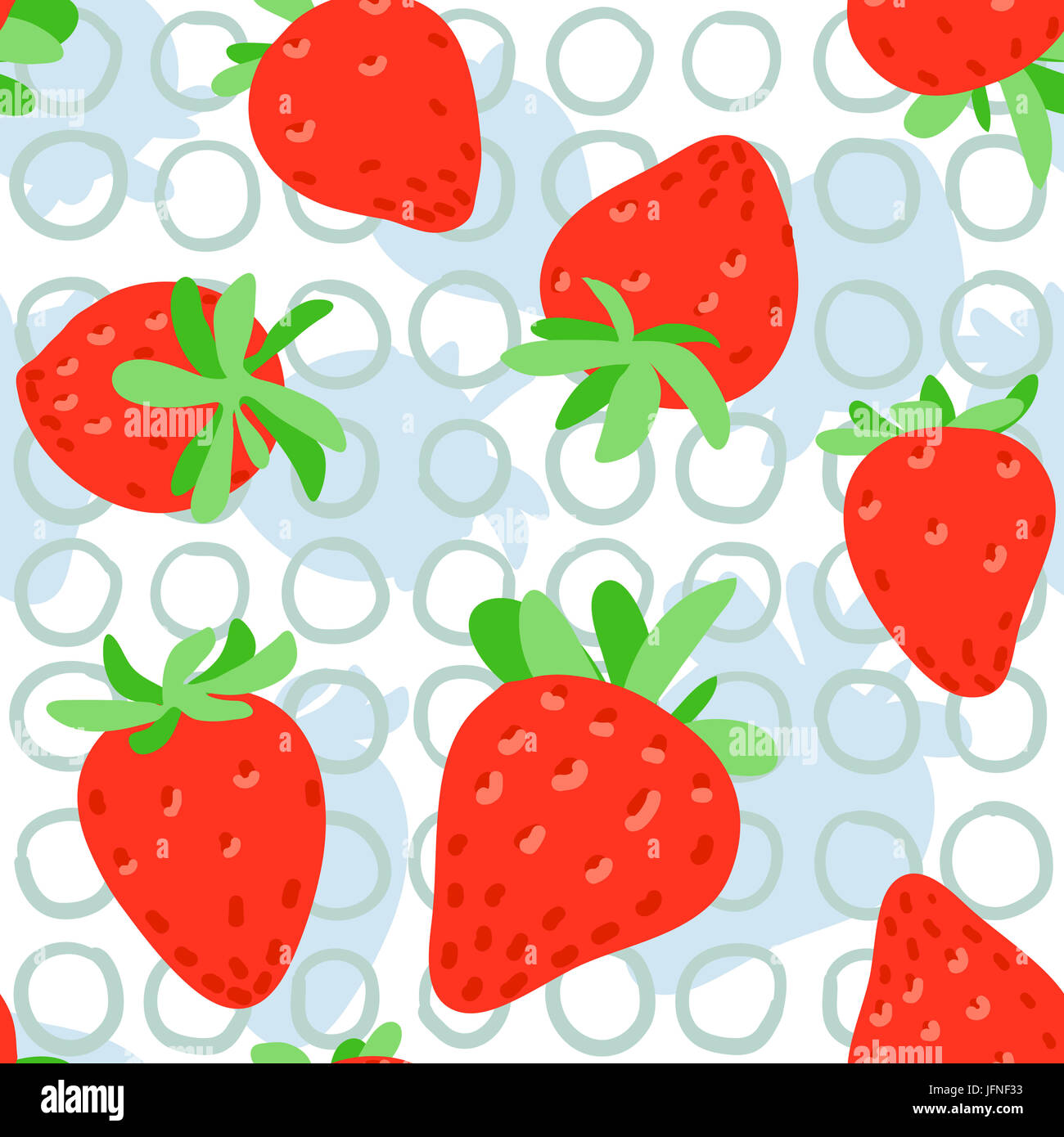 Le fragole seamless pattern. Fragola rossa con foglie verdi su sfondo una schifezza. Alla moda di disegno a mano libera illustrazione Foto Stock
