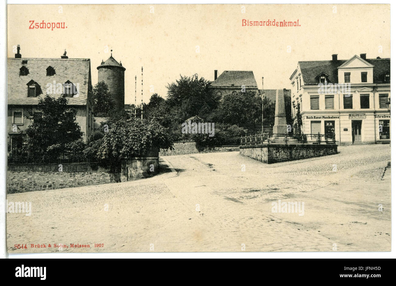 I 08544-Zschopau-1907-Bismarck-Denkmal-Brück & Sohn Kunstverlag Foto Stock