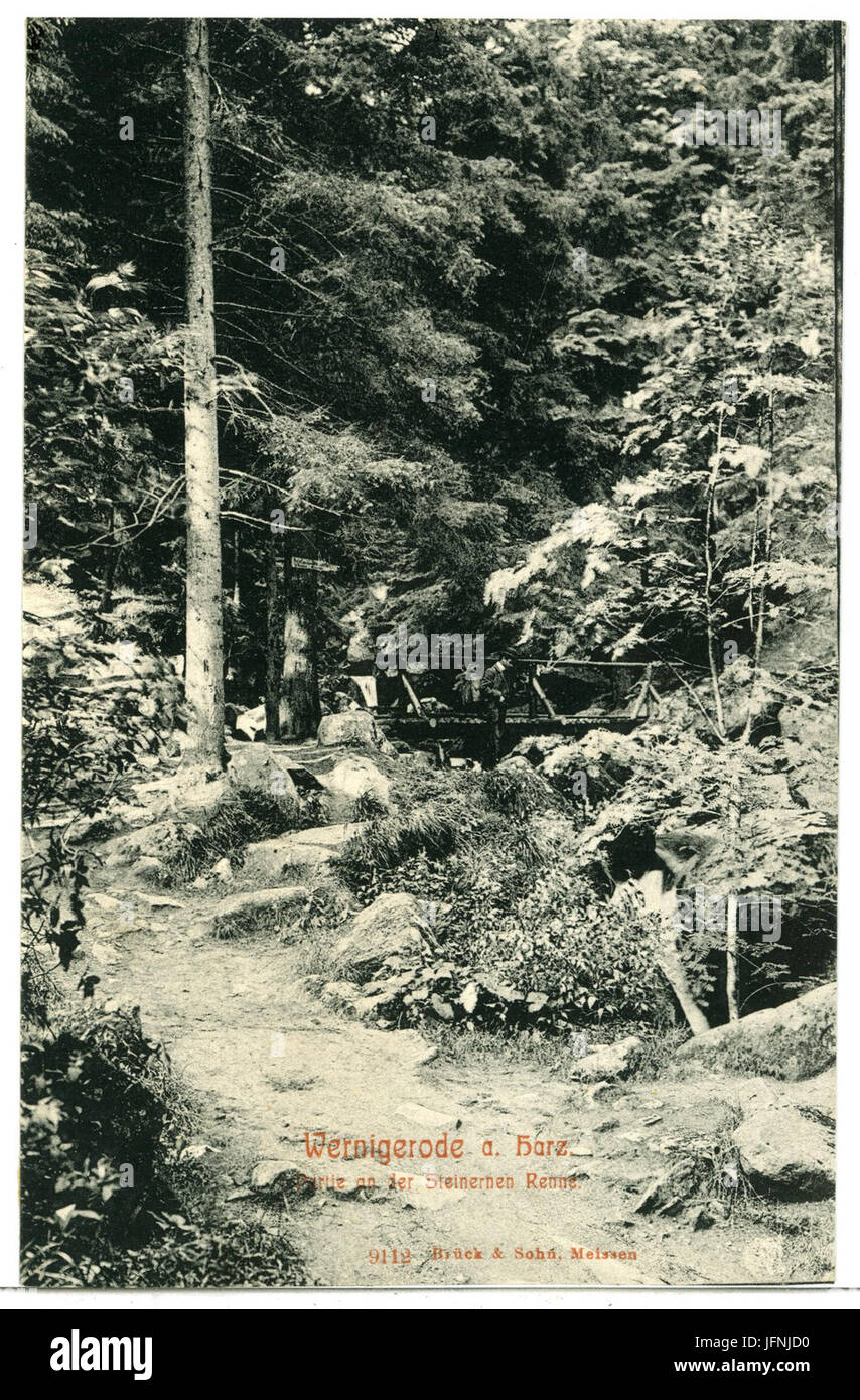 09112-Wernigerode-1907-Partie an der steinernen Rinne-Brück & Sohn Kunstverlag Foto Stock