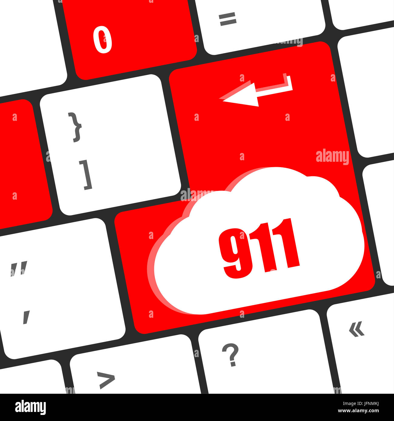 Computer i tasti della tastiera con il segno 911 Foto Stock