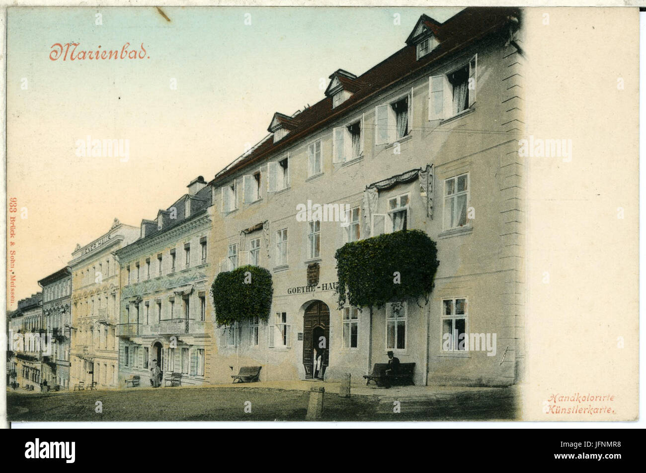 00933-Marienbad-1899-Straßenansicht mit Goethe-Haus-Brück & Sohn Kunstverlag Foto Stock
