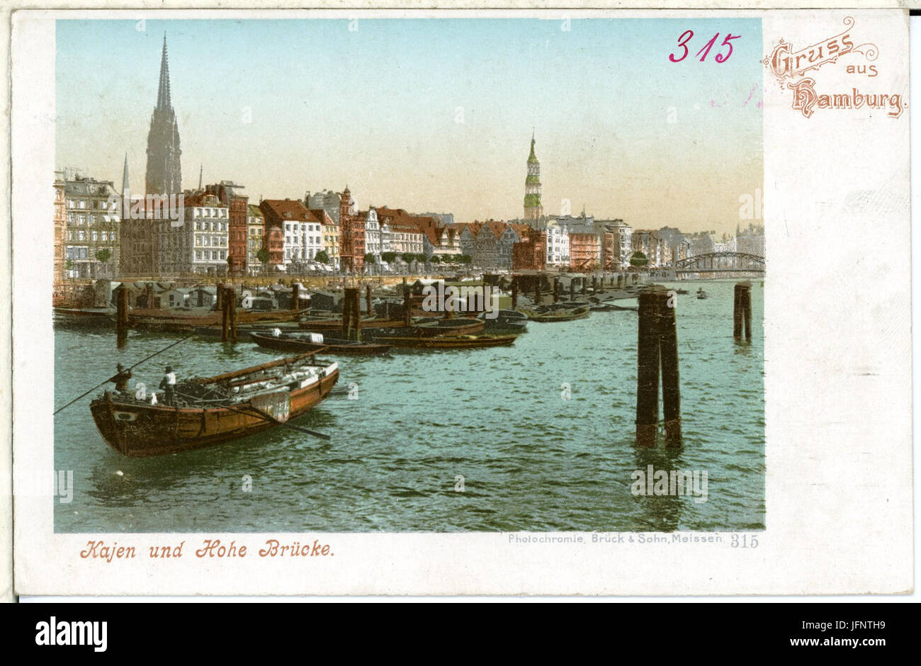 00315-Hamburg-1898-Kojen und Holzbrücke-Brück & Sohn Kunstverlag Foto Stock