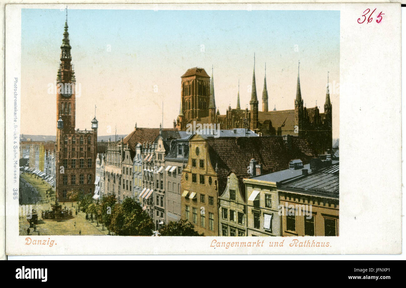 00365-Danzig-1898-Langenmarkt und Rathaus-Brück & Sohn Kunstverlag Foto Stock