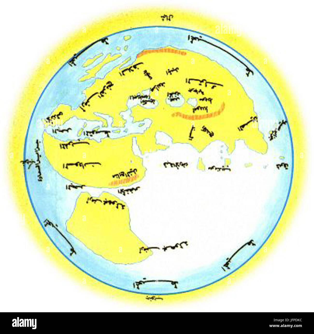 Al Masudi s mappa del mondo Foto Stock