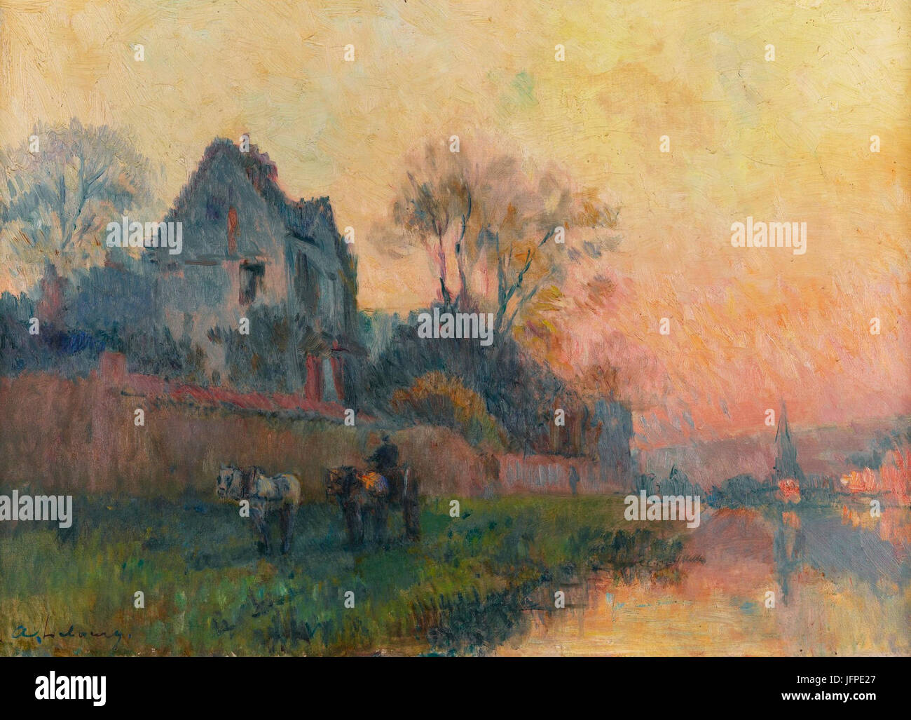 Albert Lebourg, Bords de Seine à Chatou, olio su tela, 46,4 da 65.1cm, 18.25 da 25,6 in Foto Stock