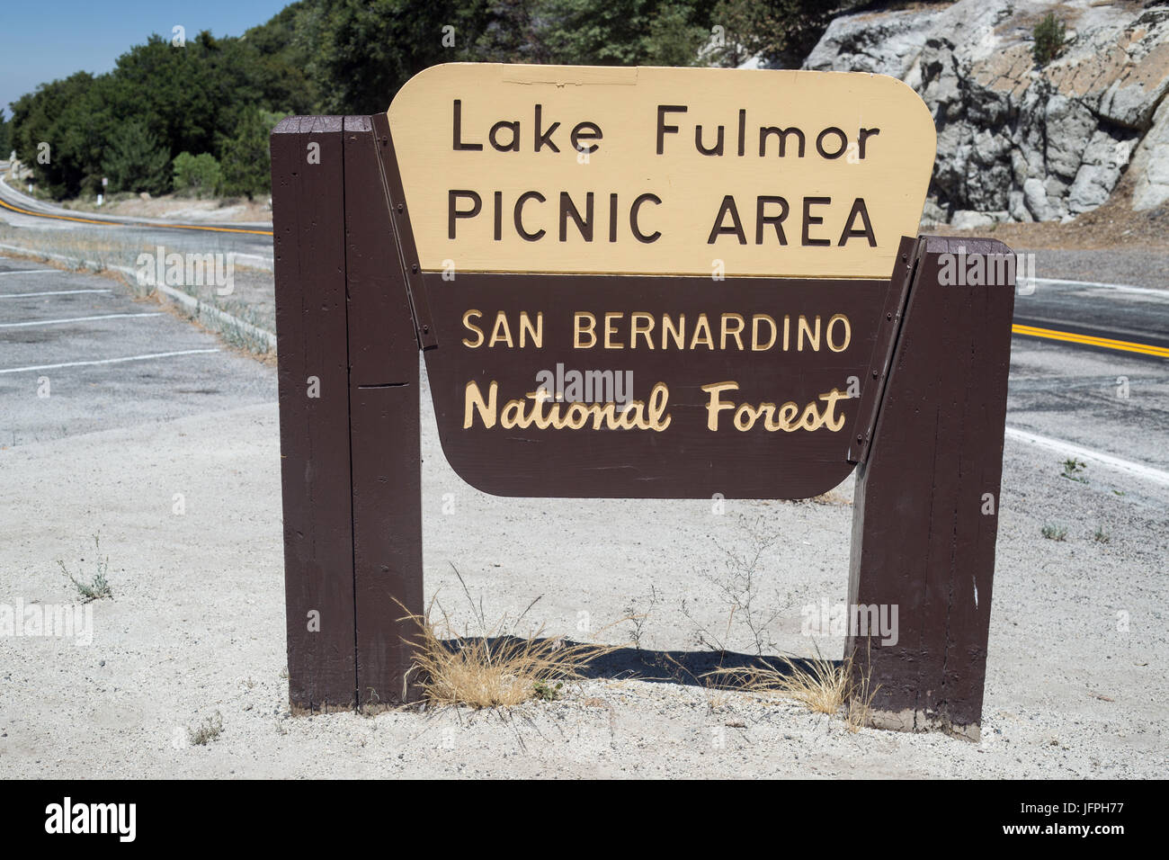 Lago Fulmor Area Picnic segno Foto Stock