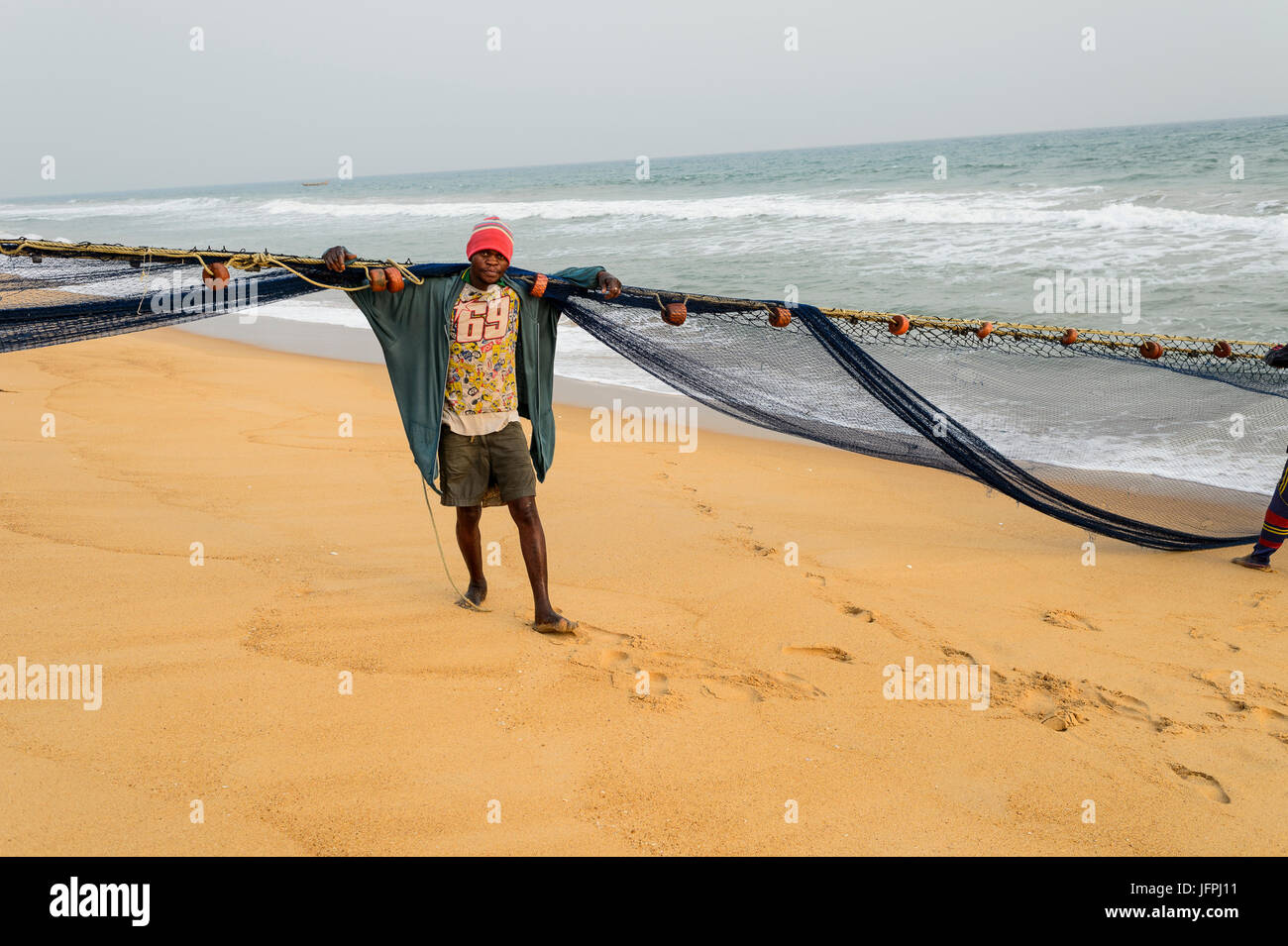 Tradizionale pesca netto a Ouidah, Benin Foto Stock