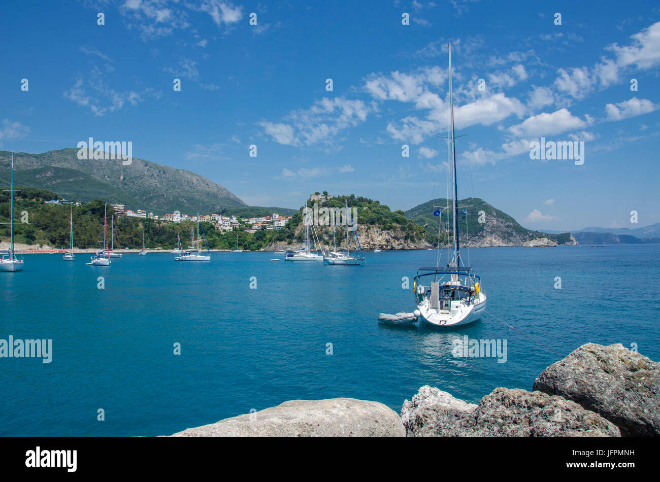 Spiaggia Valtos - Mare Ionio - Parga, Preveza, Epiro, Grecia Foto Stock