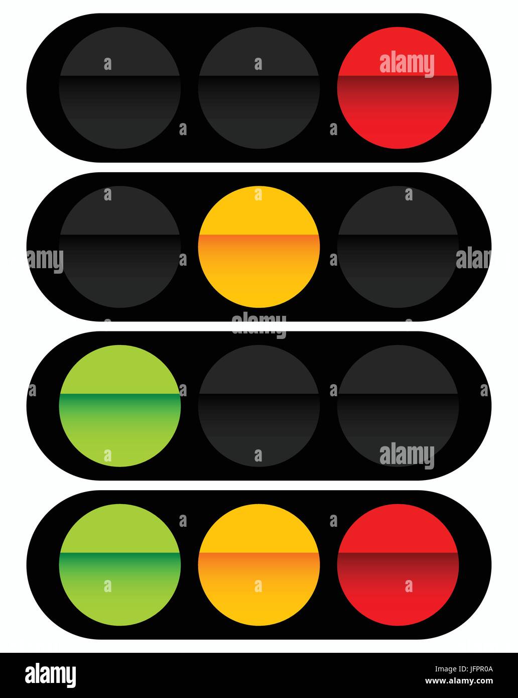 Semaforo traffico icona lampada in set. Con il semaforo verde, giallo luce  rossa accesa. Adatto come guida, il trasporto, il traffico o autorizzazione  correla Immagine e Vettoriale - Alamy