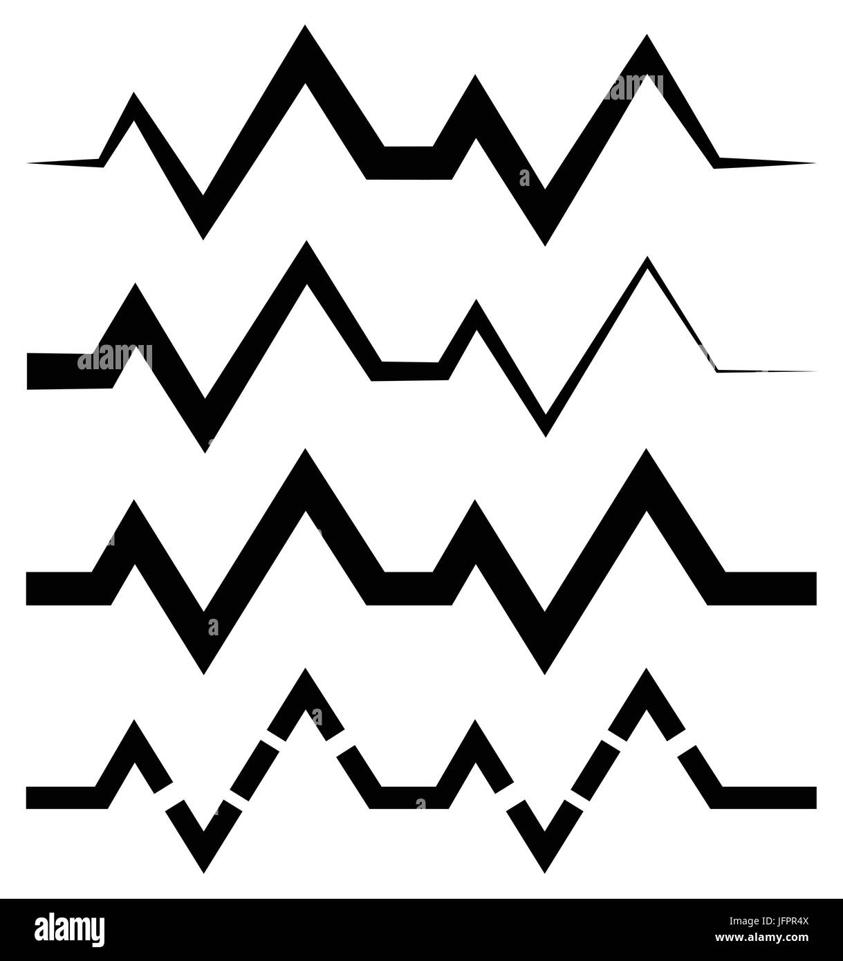 ECG (EKG) o generico beat, ritmo linee con 4 lo stile linea Illustrazione Vettoriale