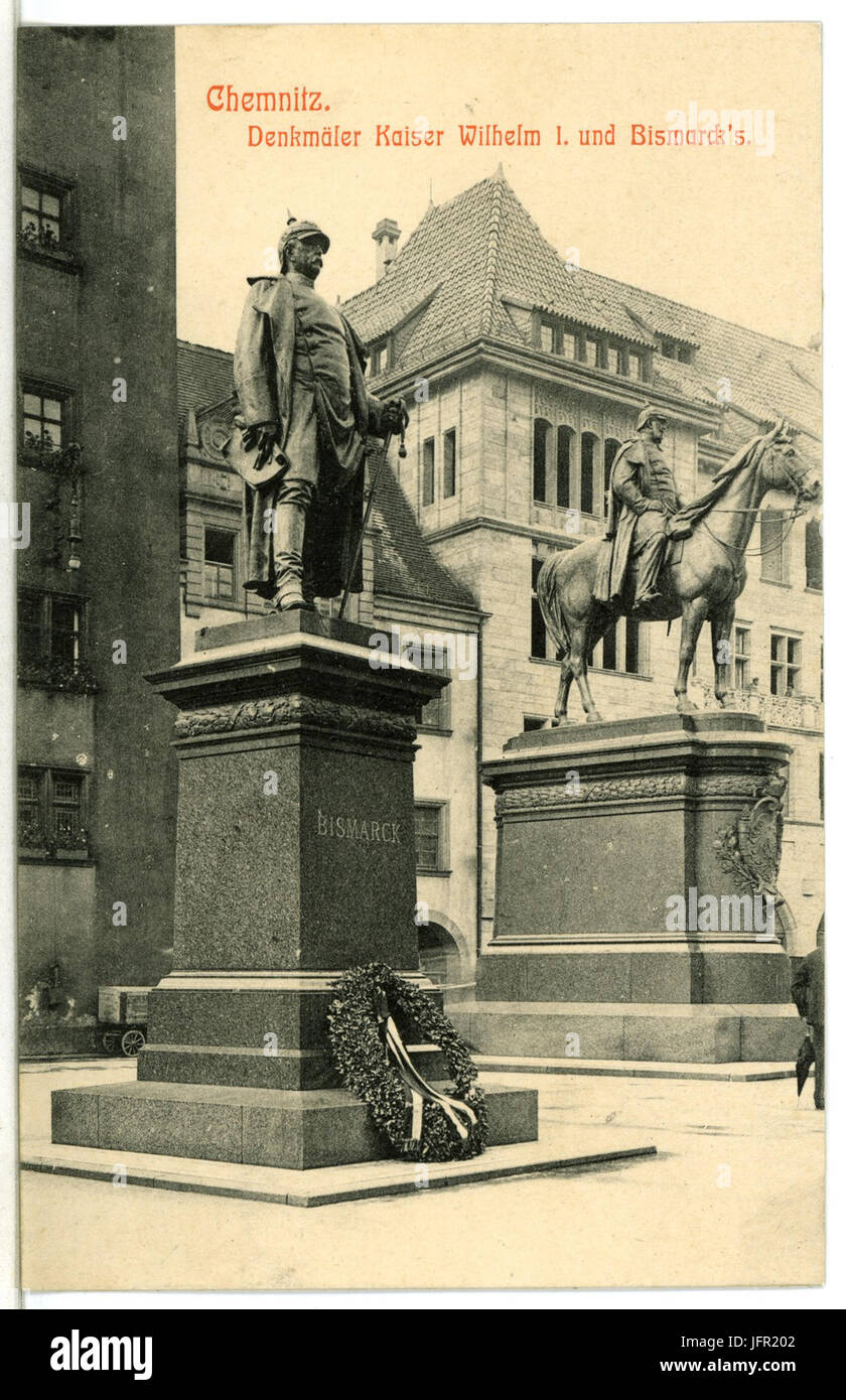12480-Chemnitz-1911-Denkmäler Kaiser Wilhelm I. und Bismarcks-Brück & Sohn Kunstverlag Foto Stock