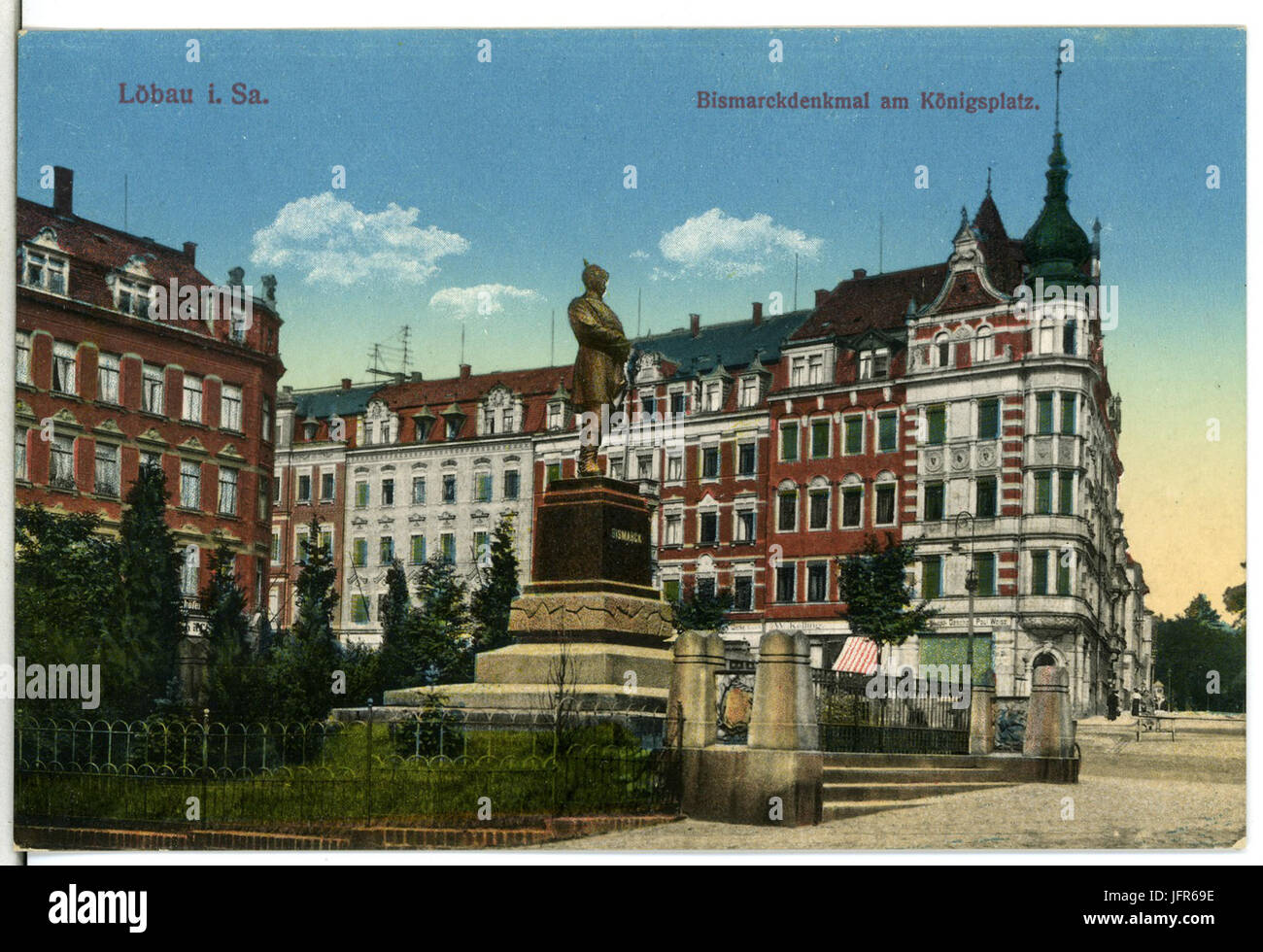 15 2-Löbau-1912-Bismarckdenkmal am Königsplatz-Brück & Sohn Kunstverlag Foto Stock