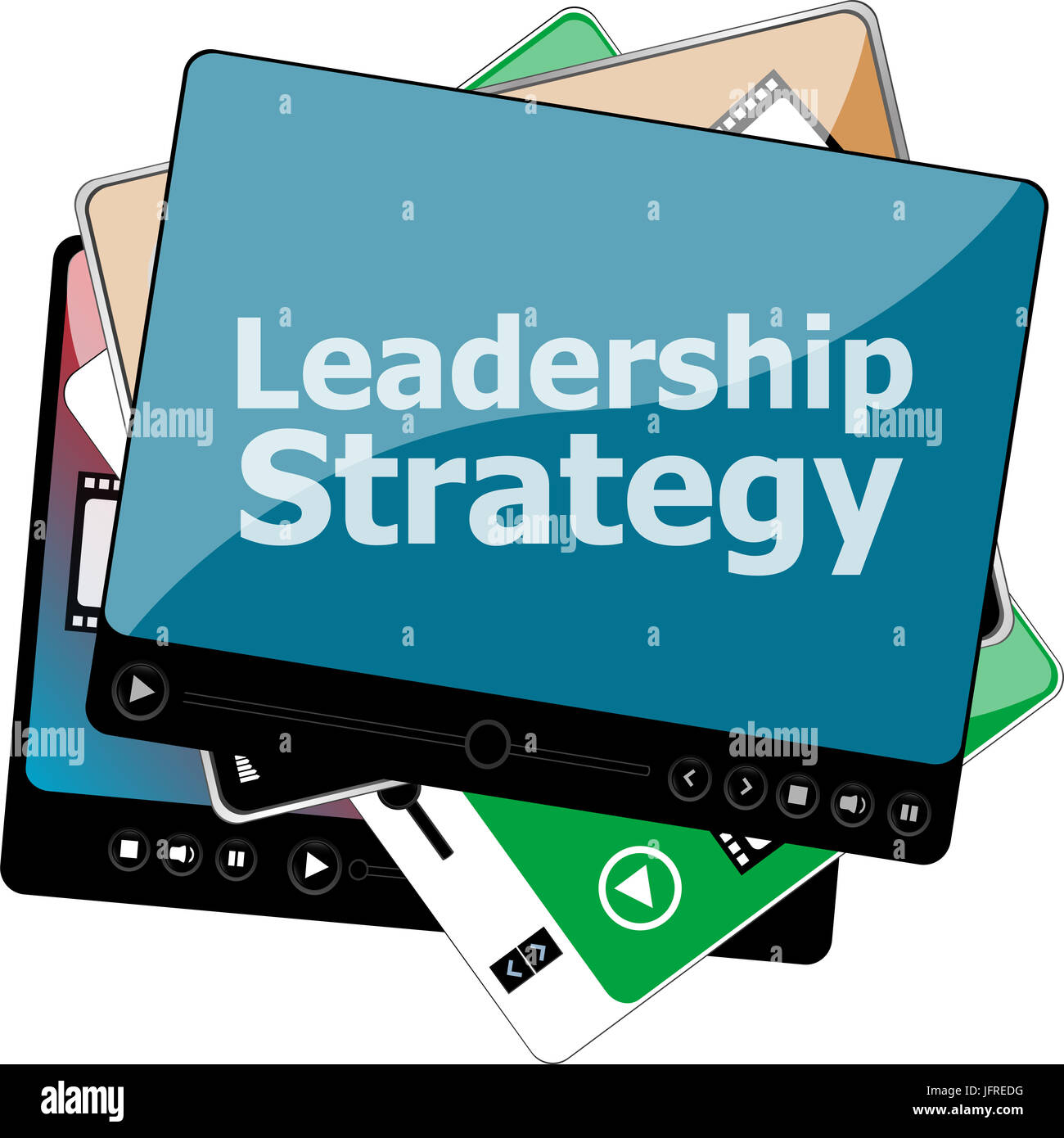 Lettore multimediale video per il web con il testo leadership strategia Foto Stock