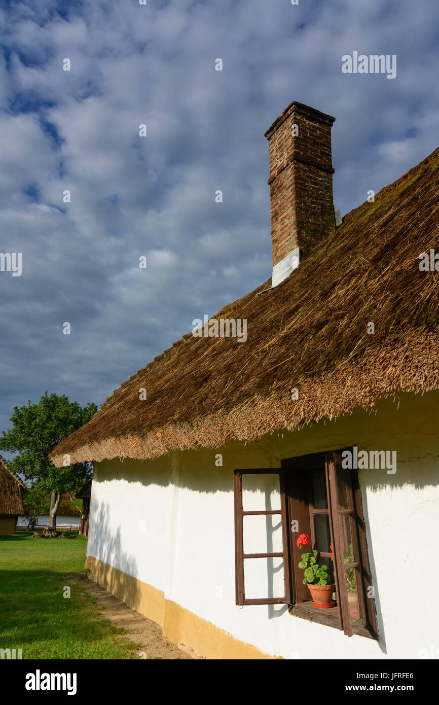 Open Air Museum village Pityerszer, cottage con il tetto di paglia, Szalafö, Örseg, Örsegi national park, Vas, Ungheria Foto Stock