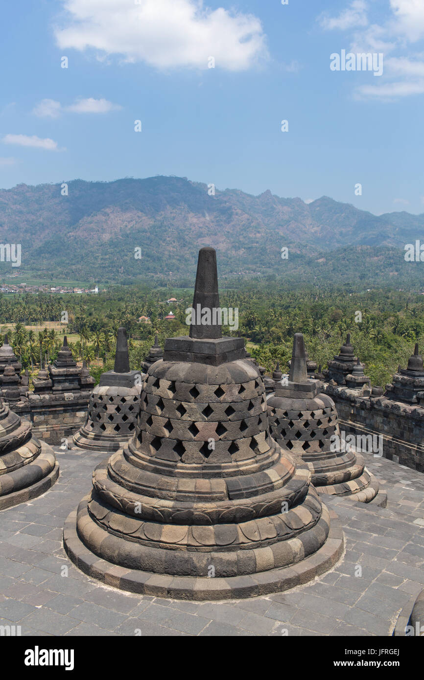 Il Candi tempio di Borobudur in Java, Indonesia Foto Stock